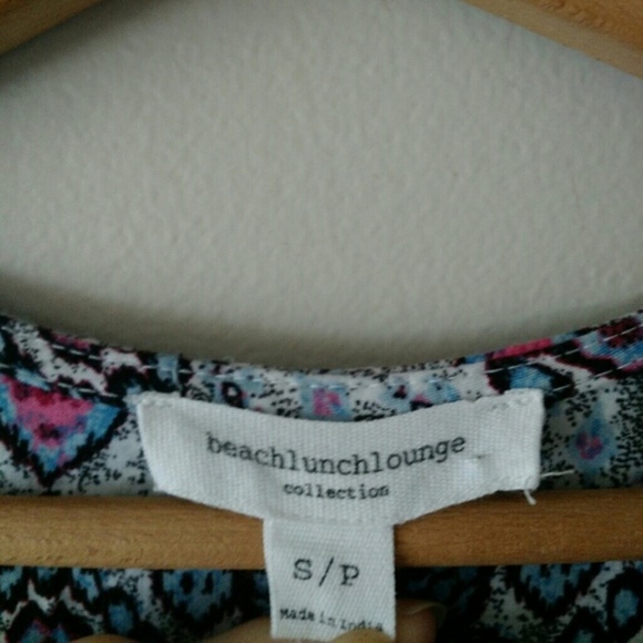 Beach Lunch Lounge Boho Tassel Shift Dress bkue Pink sz small - Picture 5 of 8